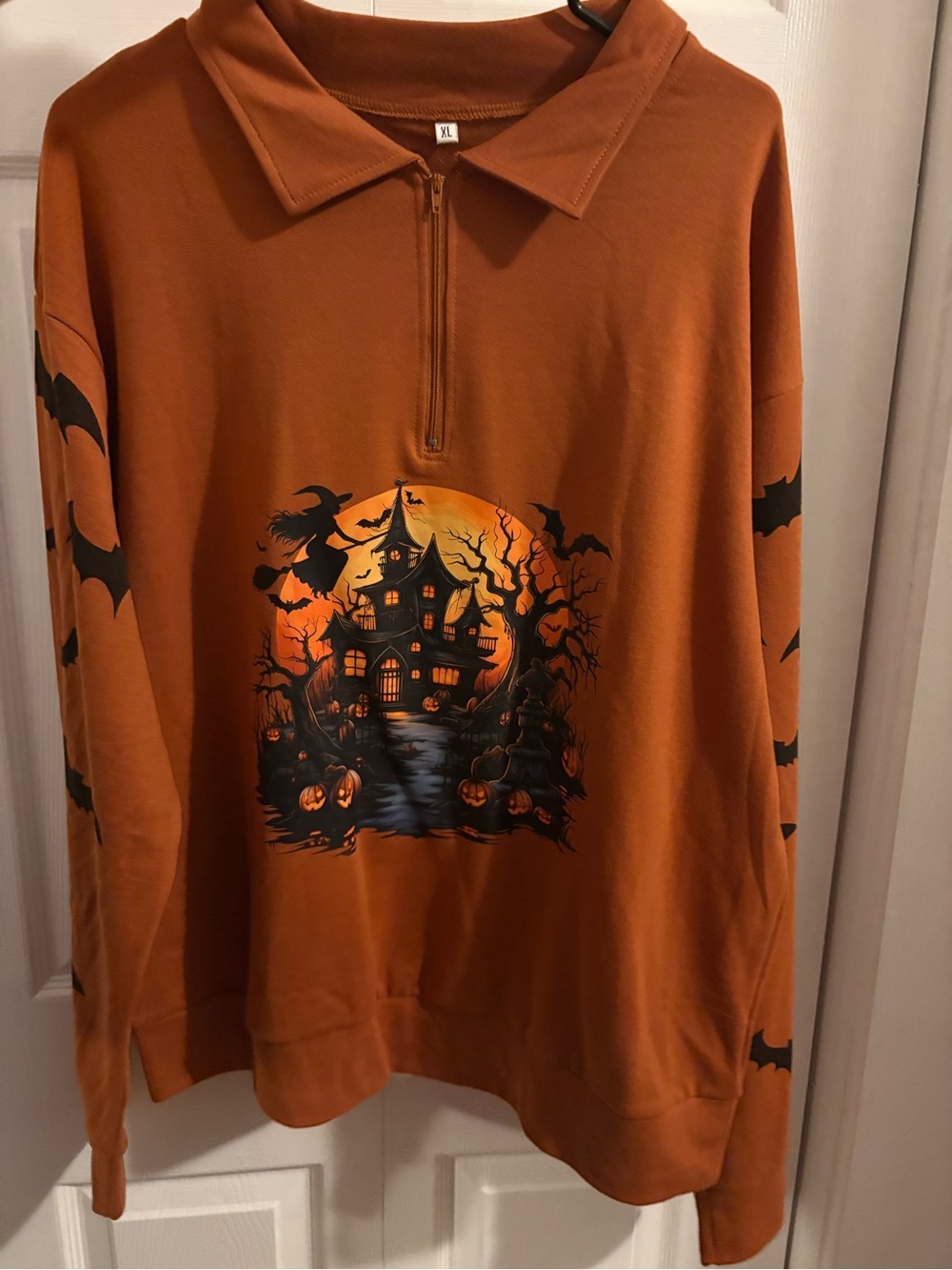 Women’s Orange Halloween Graphic Pullover Top